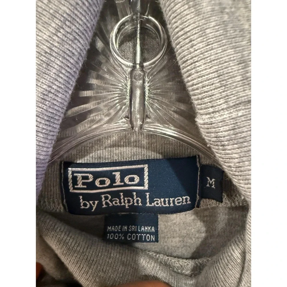 VTG Polo Ralph Lauren Heather Gray Cotton Interlock Turtleneck Pullover Jumper M